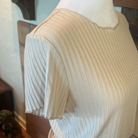 ALFANI INTIMATES RIBBED CROPPED PAJAMA PANTS SET, Cream, size M - Picture 5 of 12